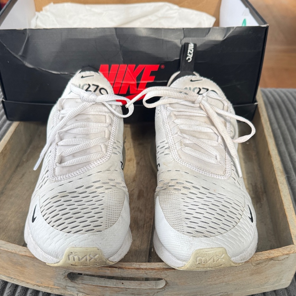 Nike White and Black Air Max 270 Sneakers